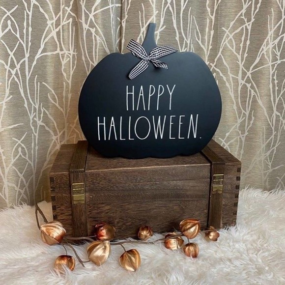RAE DUNN FARMHOUSE HOME DECOR HALLOWEEN PUMPKIN TABLE TOP WOOD WITCH BOO NEW HTF - Picture 5 of 5